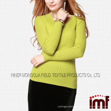 Moda mujer lana merino tejido de punto tejido suéter tejido